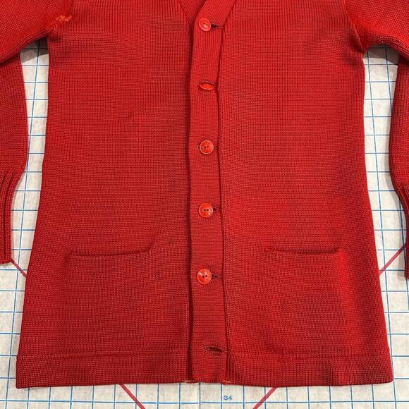 Vintage Imperial Cardigan Mens Size 38 1940s 1950s Made in USA Distressed Red - Picture 4 of 15
